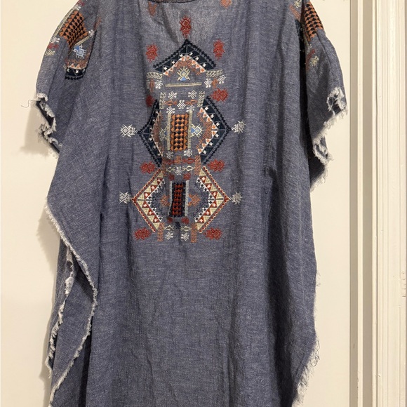 Freeway Denim Poncho with Embroidered Accents - Picture 4 of 4